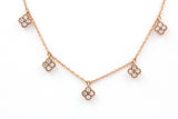 Diamond Clover Station Necklace - 14k Rose Gold - 0.31ctw