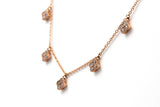 Diamond Clover Station Necklace - 14k Rose Gold - 0.31ctw
