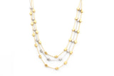 Two Tone, Triple Strand Statement Necklace - 14k Gold