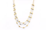 Two Tone, Triple Strand Statement Necklace - 14k Gold