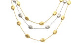 Two Tone, Triple Strand Statement Necklace - 14k Gold