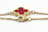 Carnelian Clover Graduated Station Necklace - 14k Yellow Gold