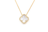 Diamond and Mother of Pearl Pendant Necklace - 14k Yellow Gold