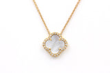 Diamond and Mother of Pearl Pendant Necklace - 14k Yellow Gold