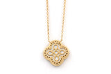 Diamond and Mother of Pearl Pendant Necklace - 14k Yellow Gold