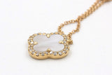 Diamond and Mother of Pearl Pendant Necklace - 14k Yellow Gold