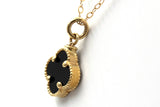 Black Onyx Clover Pendant Necklace - 14k Yellow Gold
