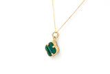 Malachite Clover Pendant Necklace - 14k Yellow Gold