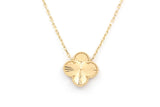 Clover Pendant Necklace with Mother of Pearl Accent - 14k Yellow Gold