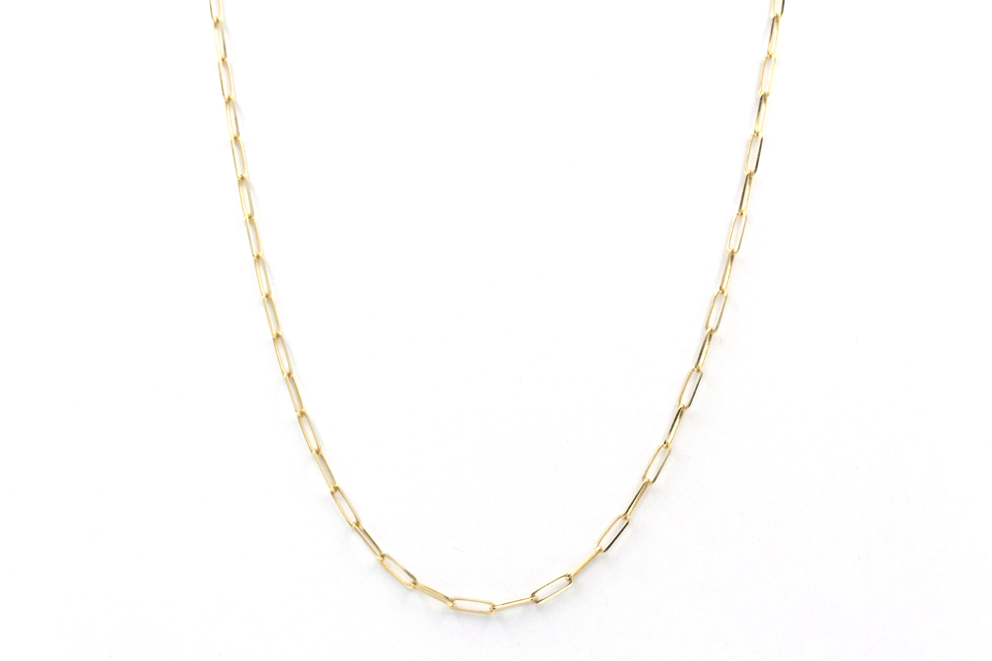Paperclip Chain Necklace with Pavé Diamond Clasp - 14k Yellow Gold - 0.35ctw