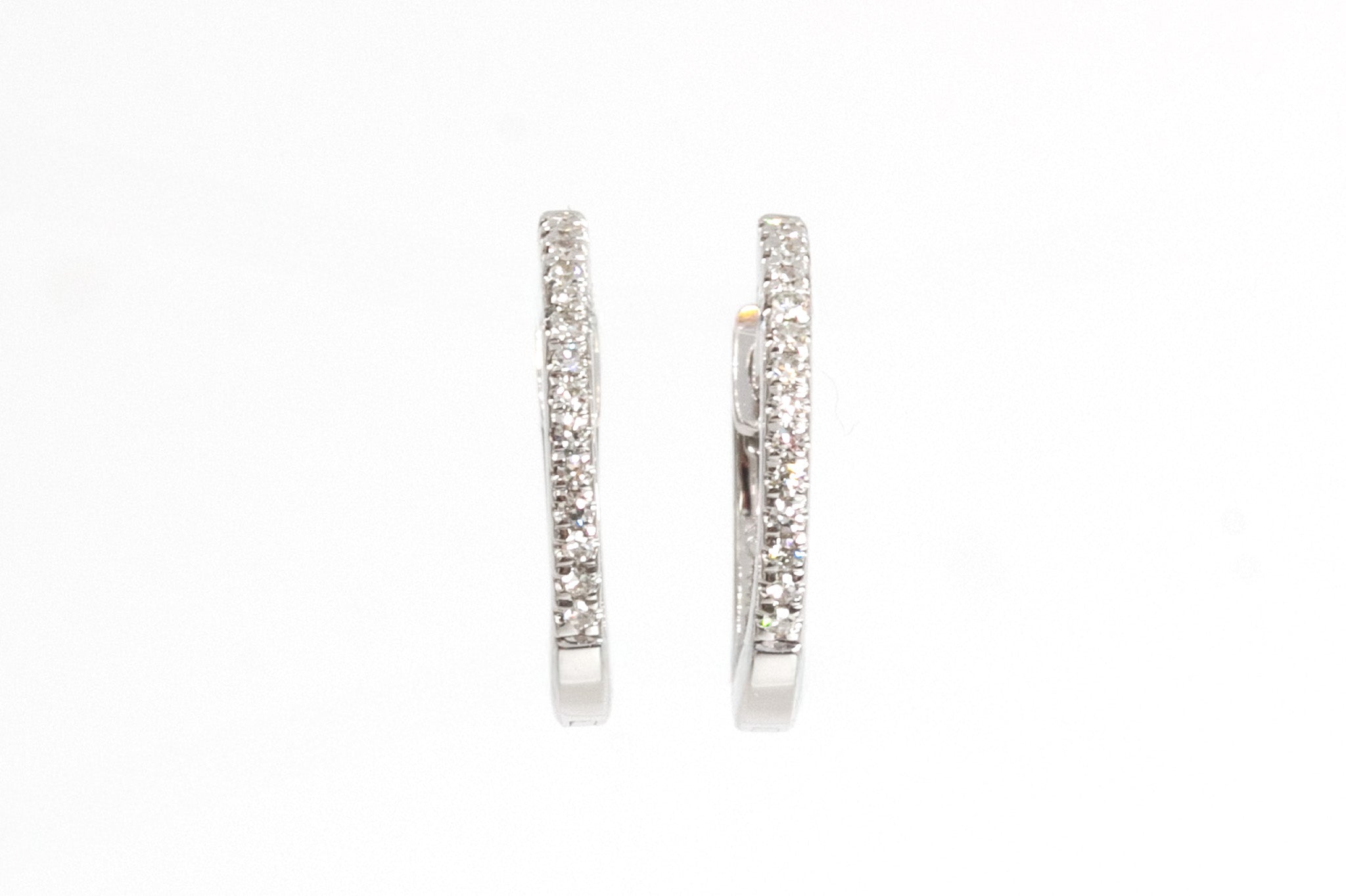 Diamond Huggie Earrings - 14k White Gold - 12.5mm - 0.12ctw