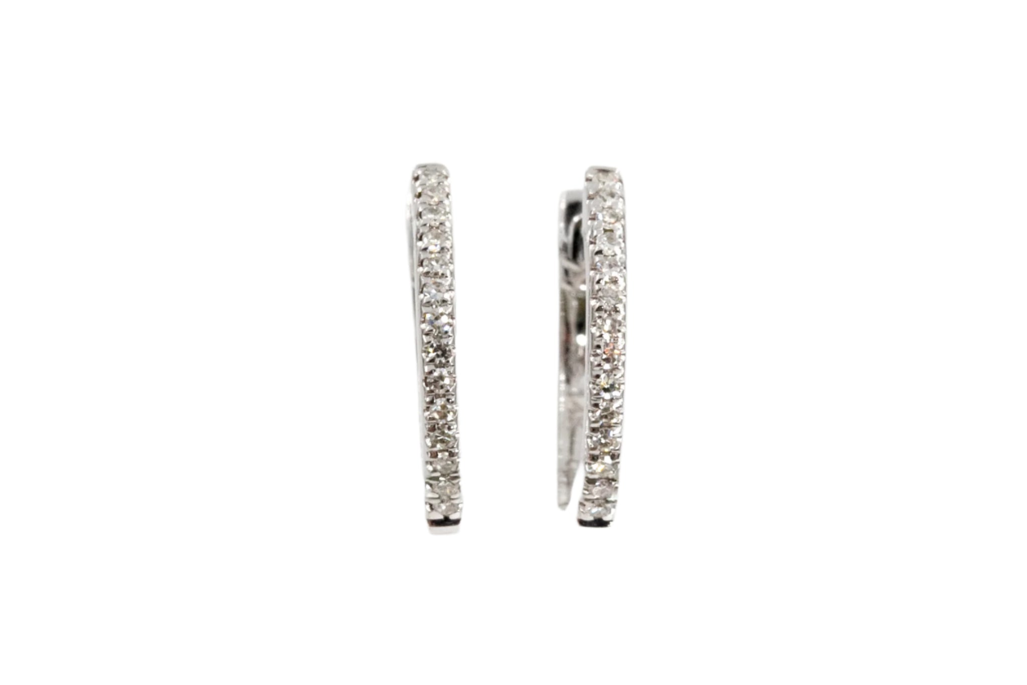Diamond Huggie Earrings - 14k White Gold - 12.5mm - 0.12ctw