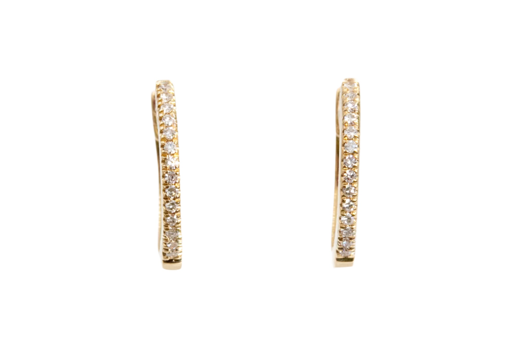 Diamond Huggie Earrings - 14k Yellow Gold - 12.5mm - 0.14ctw