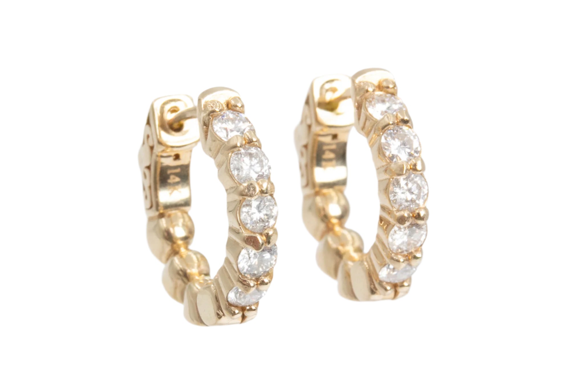 Diamond Hoop Earrings - 14k Yellow Gold - 16mm - 0.50ctw