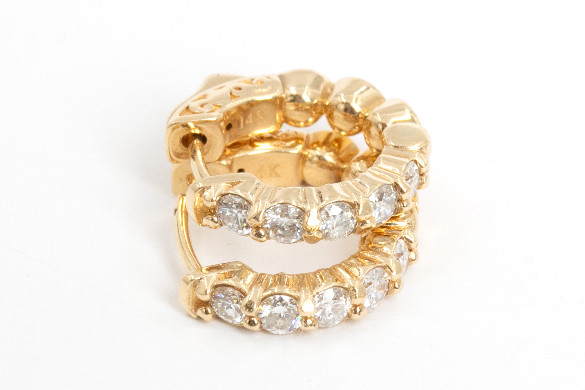 Diamond Hoop Earrings - 14k Yellow Gold - 16mm - 0.50ctw