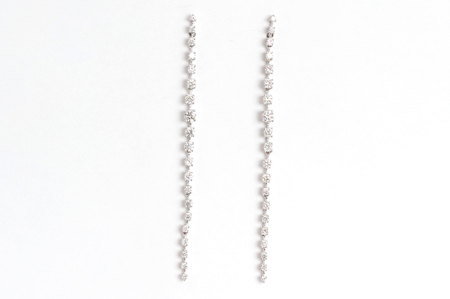 Long Diamond Drop Earrings - 14k White Gold - 1.06ctw