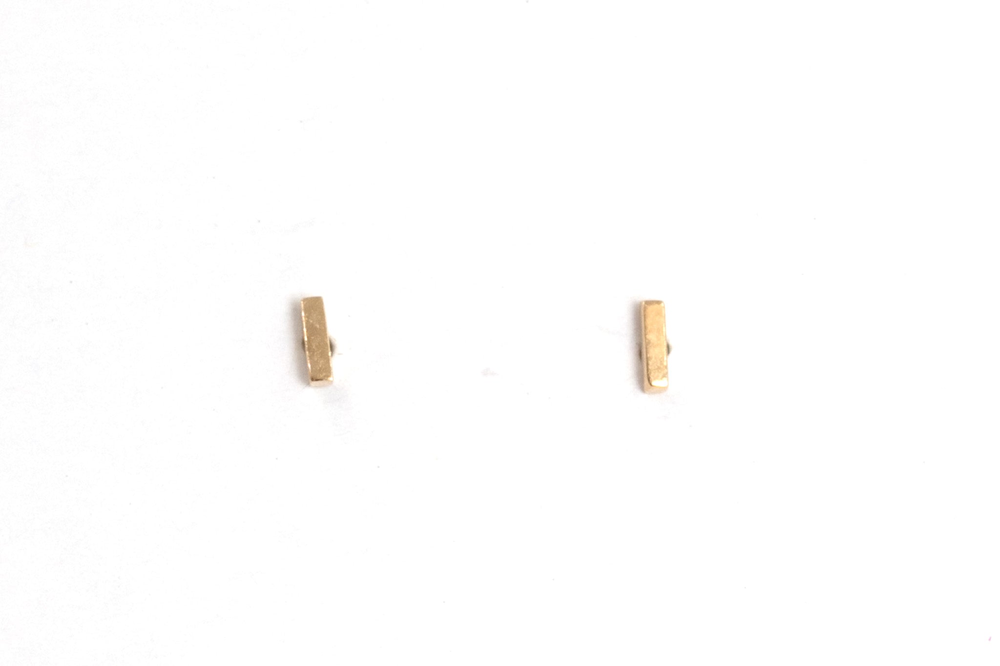 Dainty Bar Stud Earrings - 14k Yellow Gold