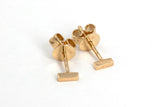 Dainty Bar Stud Earrings - 14k Yellow Gold