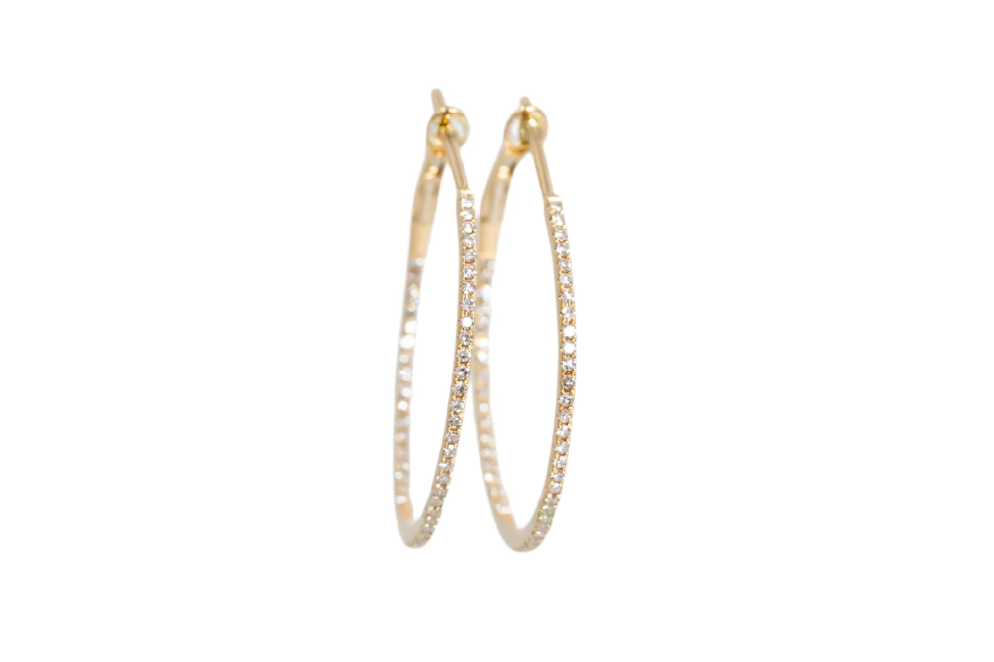 Diamond Inside Outside Hoops - 14k Yellow Gold - 0.51ctw