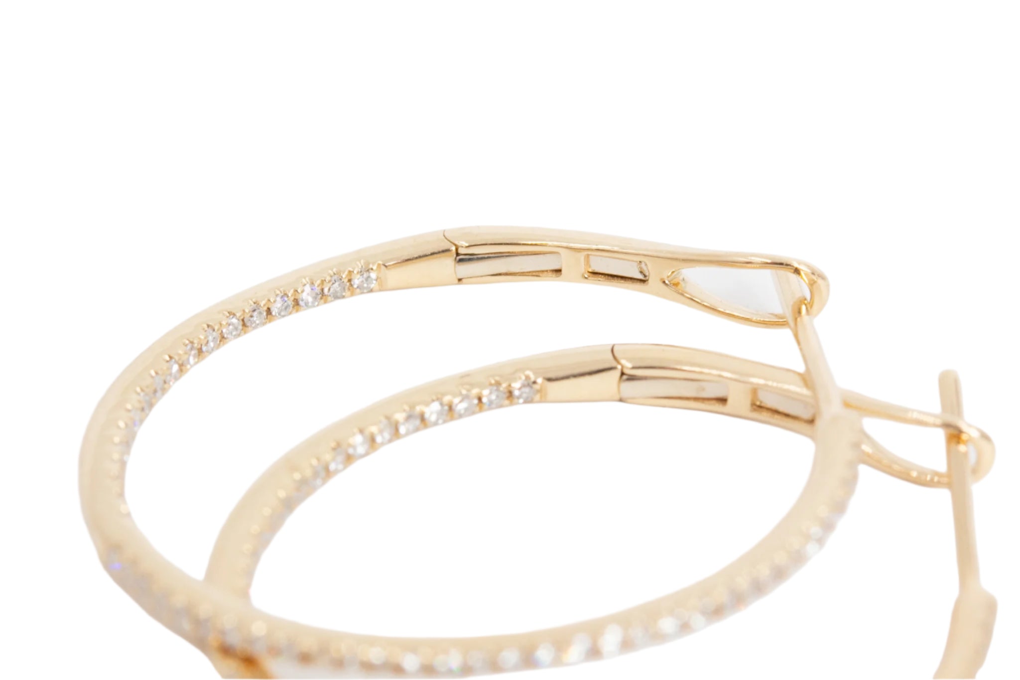 Diamond Inside Outside Hoops - 14k Yellow Gold - 0.51ctw