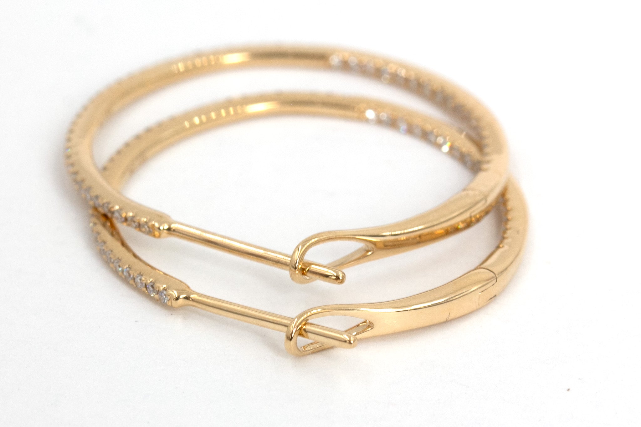Diamond Inside Outside Hoops - 14k Yellow Gold - 0.51ctw