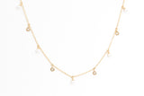 Pearl and Diamond Station Necklace - 14k Yellow Gold - 0.08ctw