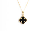 Black Onyx Clover Pendant Necklace - 14k Yellow Gold