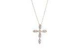 Diamond Cross Pendant-Necklace - 14k White Gold - 0.12ctw