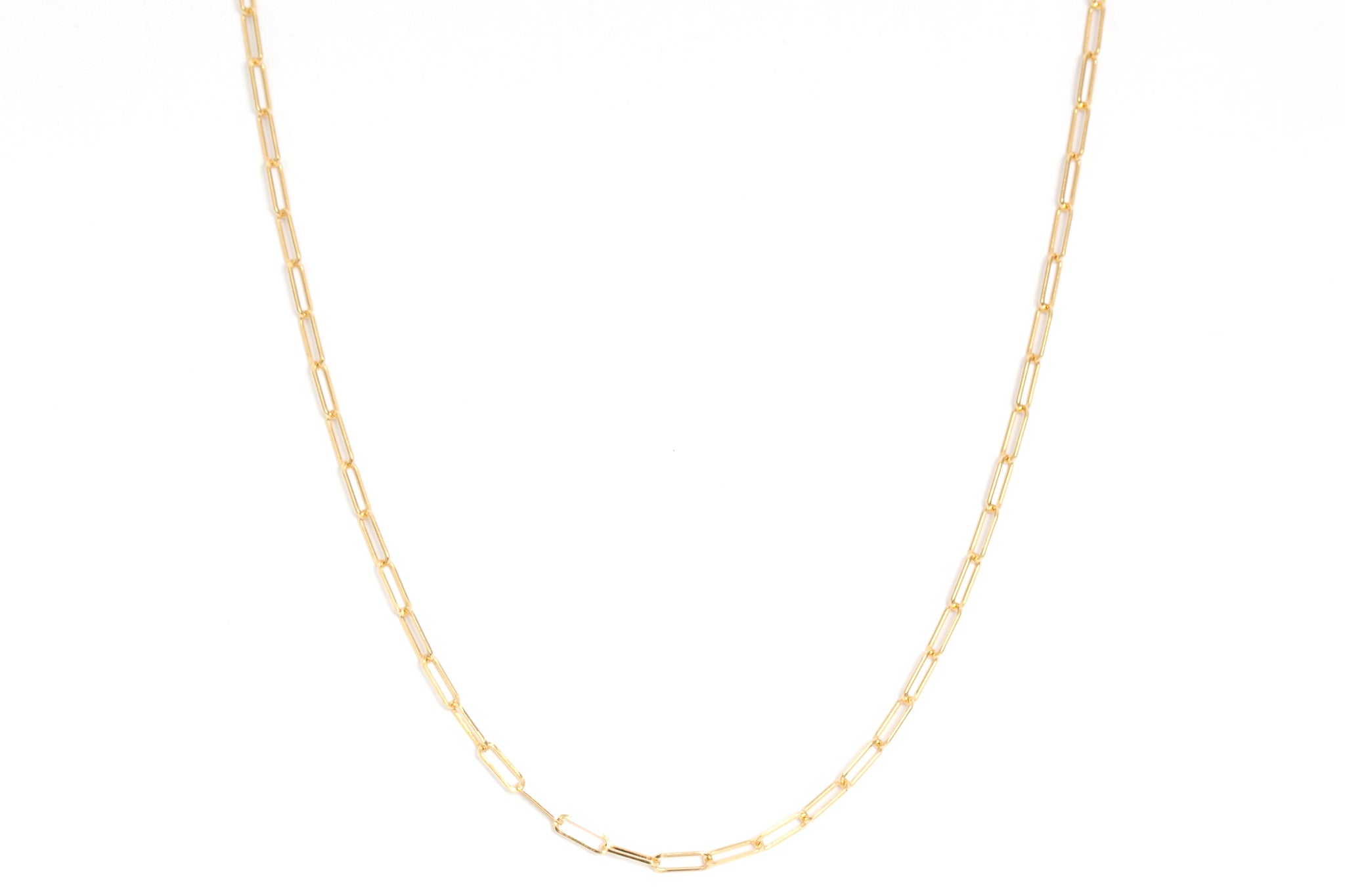 Gold Paperclip Chain Necklace - 14k Yellow Gold