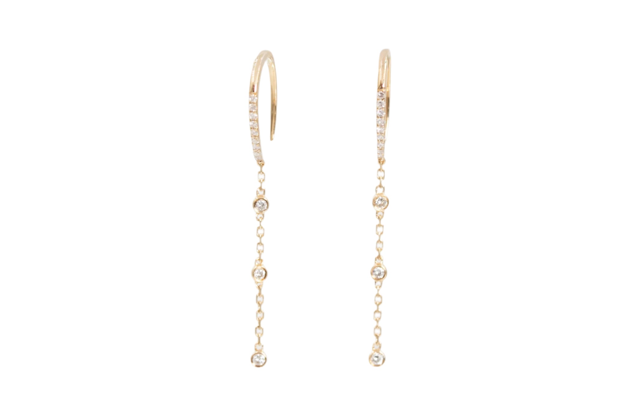 Diamond Dangle Earrings - 14k Yellow Gold - 0.20ctw