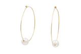 Large Pearl Hoop Earrings - 14k Yellow Gold