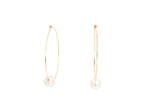 Large Pearl Hoop Earrings - 14k Yellow Gold