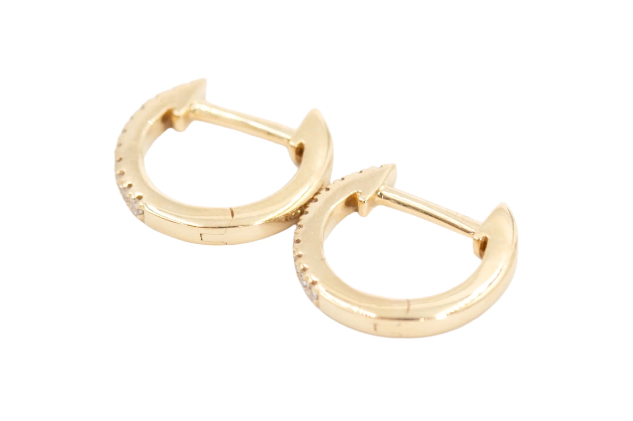 Diamond Huggies - 14k Yellow Gold - 11mm - 0.07ctw