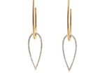 Two Tone Diamond Drop Earrings - 14k Yellow and White Gold - 0.33ctw