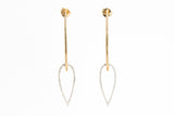 Two Tone Diamond Drop Earrings - 14k Yellow and White Gold - 0.33ctw