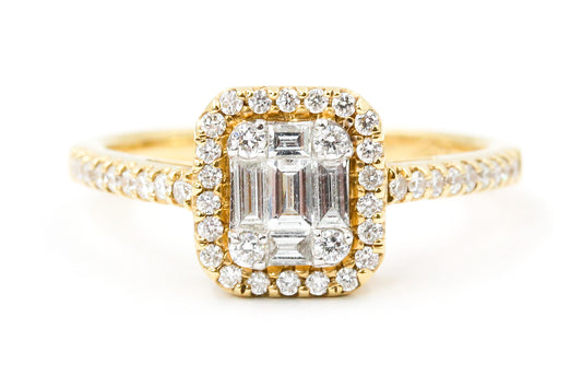 Emerald Cut Halo Ring