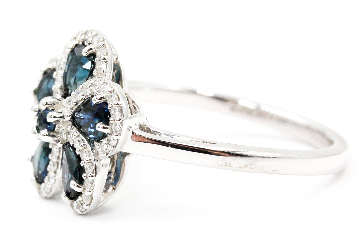 Sapphire, Diamond Flower Ring