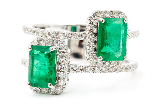 Emerald, Diamond Wrap Ring