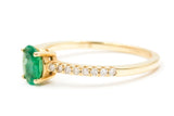 Emerald and Diamond Ring - 14k Yellow Gold - 0.53ctw