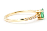 Emerald and Diamond Ring - 14k Yellow Gold - 0.53ctw