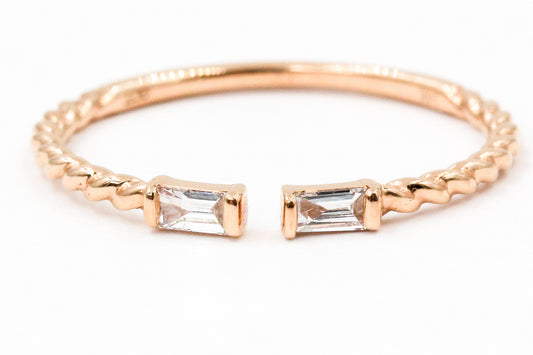 Dainty Baguette Open Ring