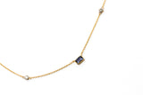 Sapphire and Diamond Necklace - 14k Yellow Gold - 0.77ctw