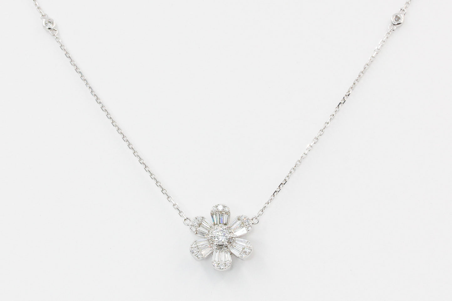 Diamond Flower Pendant-Necklace