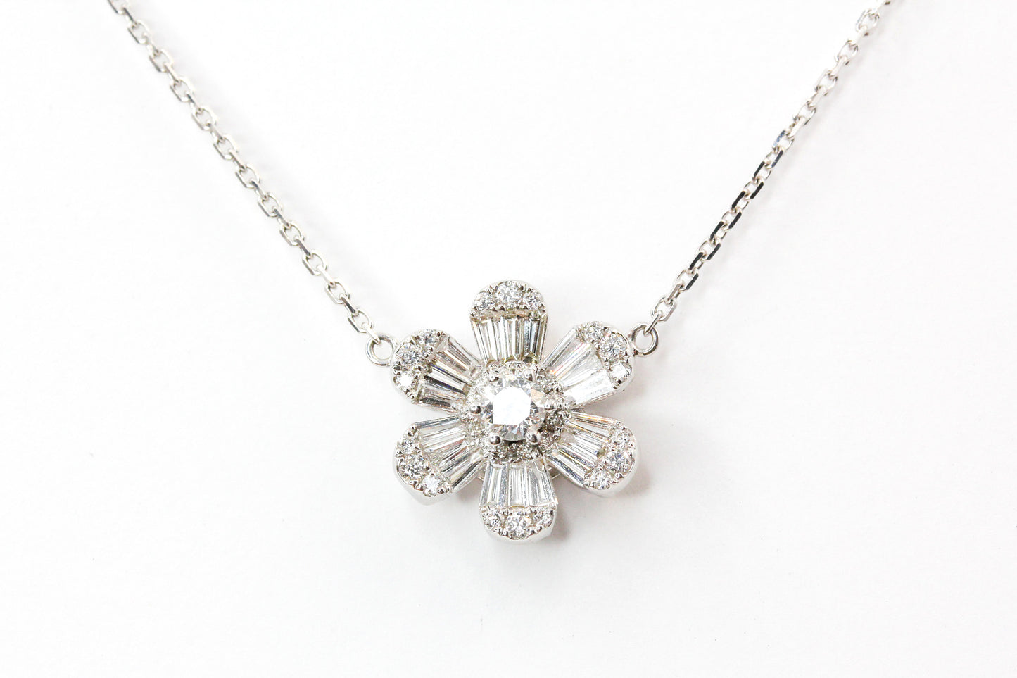 Diamond Flower Pendant-Necklace