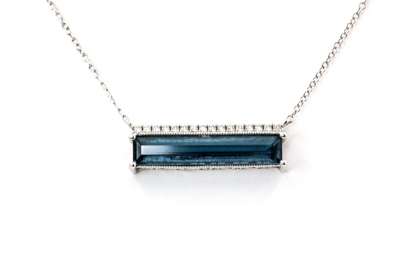 Blue Topaz, Diamond Necklace