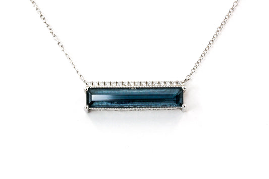 Blue Topaz, Diamond Necklace