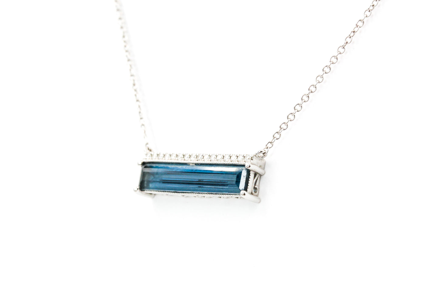 Blue Topaz, Diamond Necklace