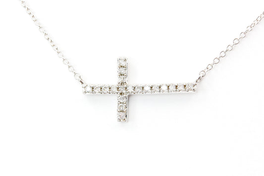 Diamond Horizontal Cross Necklace