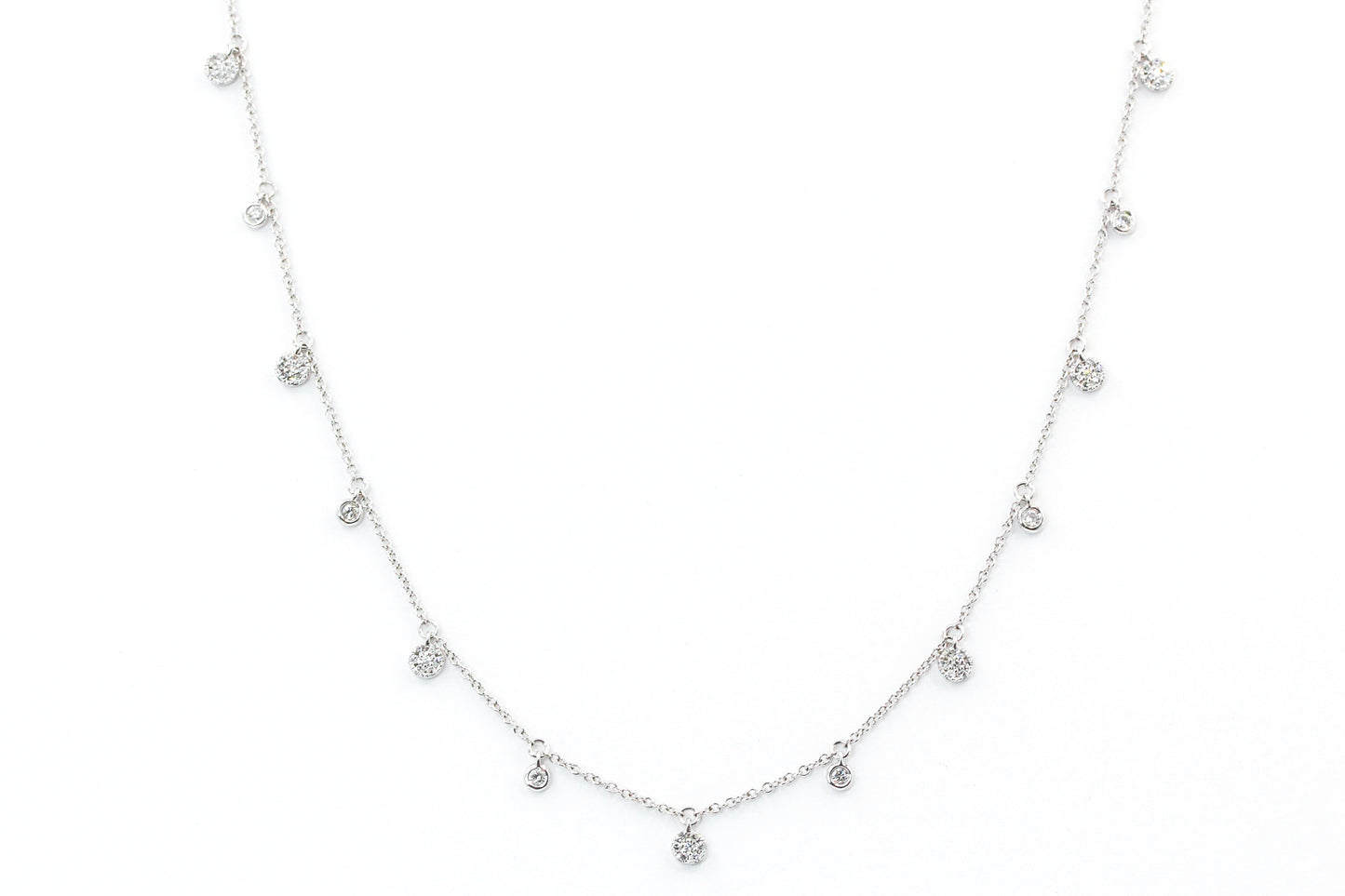 Bezel Cluster Drop Necklace