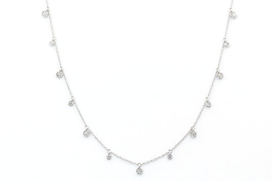 Bezel Cluster Drop Necklace